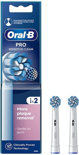 Oral-b Pro Sensitive Clean Ανταλλακτικές Κεφαλές Ηλεκτρικής Οδοντόβουρτσας Για Ευαίσθητα Ούλα, 2τμχ