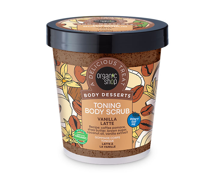 Organic Shop Body Desserts Vanilla Latte, Τονωτικό Απολεπιστικό Σώματος, 450 Ml