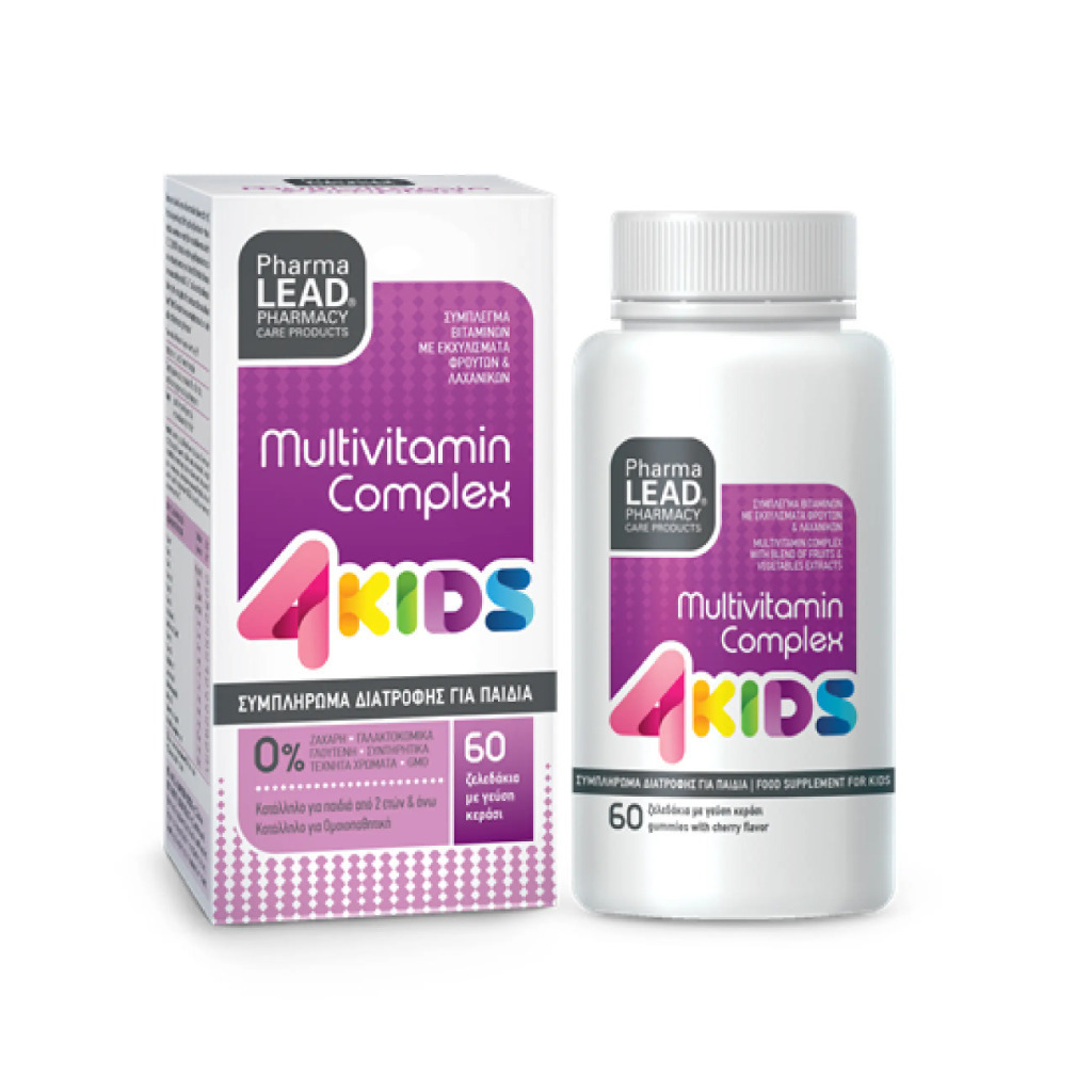 Pharmalead 4 Kids Multivitamin Complex Πολυβιταμίνη Για Παιδιά Με Γεύση Κεράσι 60 Ζελεδάκια