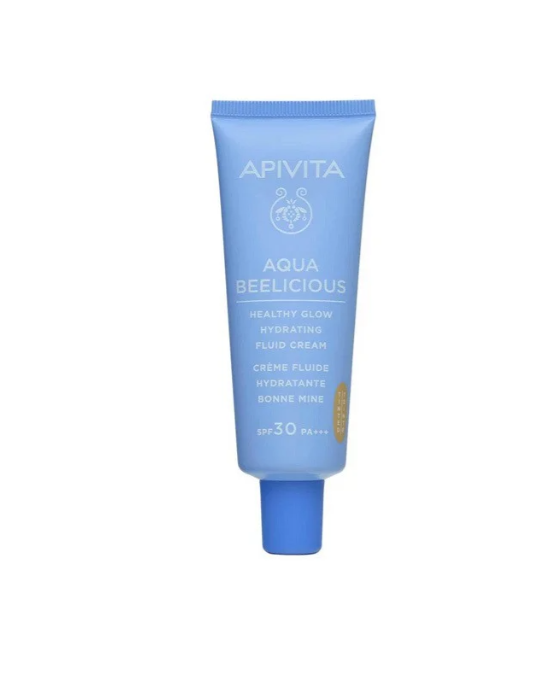 Apivita Aqua Beelicious Healthy Glow Hydrating Fluid Cream Tinted Spf30 Λεπτόρρευστη Κρέμα Ενυδάτωσης Με Χρώμα 40 Ml