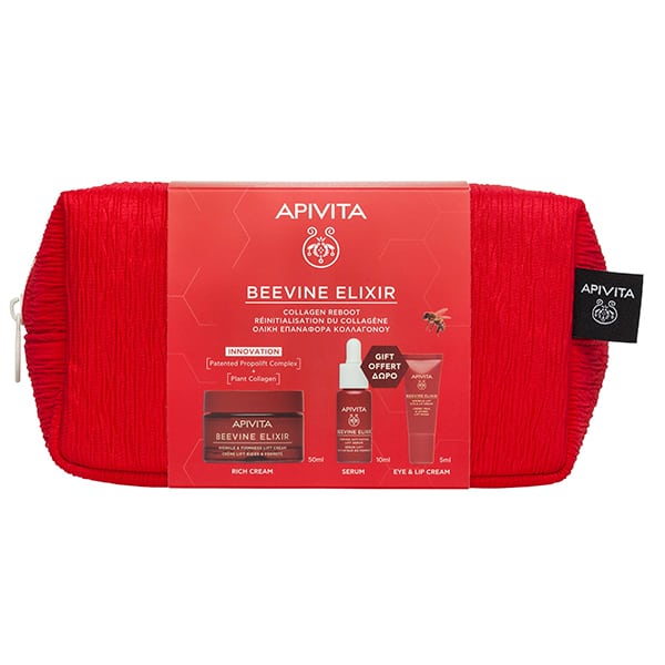 Apivita Beevine Elixir Collagen Reboot Wrinkle & Firmness Lift Cream Rich 50 Ml + Serum 10 Ml + Eye & Lip Cream 5 Ml