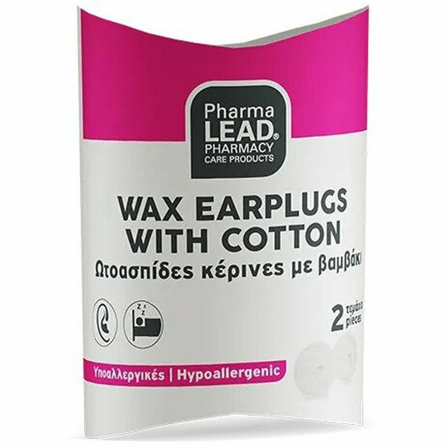 Pharmalead Wax Earplugs With Cotton Ωτοασπίδες Κέρινες Με Βαμβάκι, 2τεμ