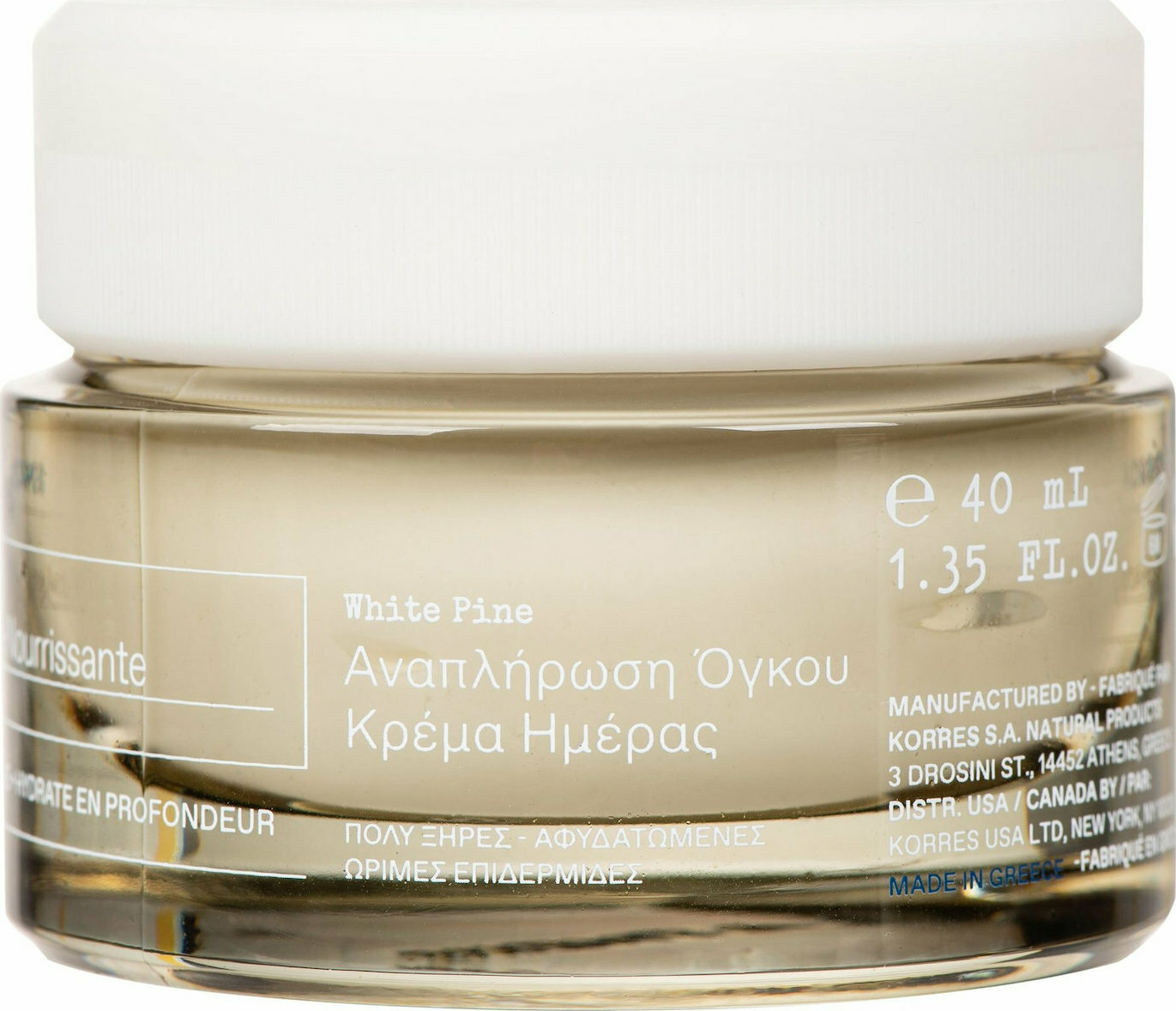 Korres White Pine Λευκή Πεύκη Αναπλήρωση Όγκου Κρέμα Ημέρας Για Πολύ Ξηρές & Αφυδατωμένες Επιδερμίδες 40 Ml