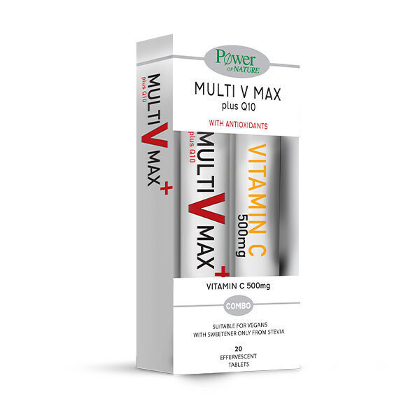 Power Of Nature Multi V Max Plus Q10 20 Αναβράζοντα Δισκία +power Of Nature Vitamin C 500 Mg 20 Αναβράζοντα Δισκία
