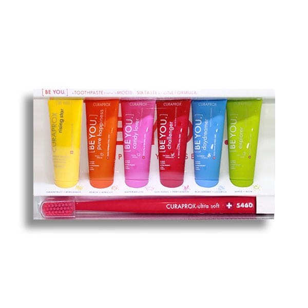 Curaprox Be You Six-taste Mini Pack Toothpastes 6 X 10 Ml & Toothbrush Cs 5460