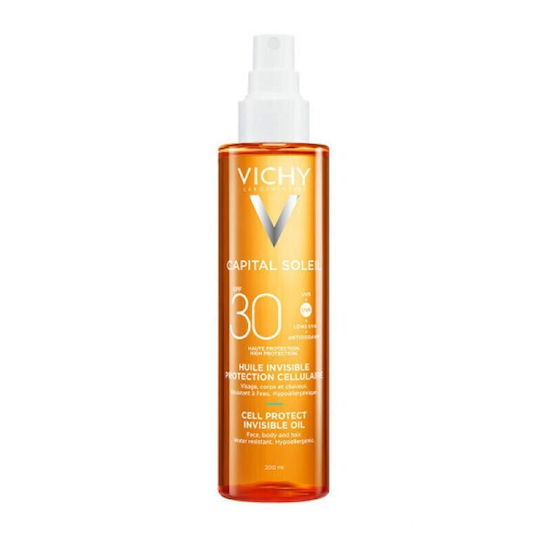 Vichy Capital Soleil Cell Protect Αδιάβροχο Αντηλιακό Λάδι Προσώπου Και Σώματος Spf30 200ml