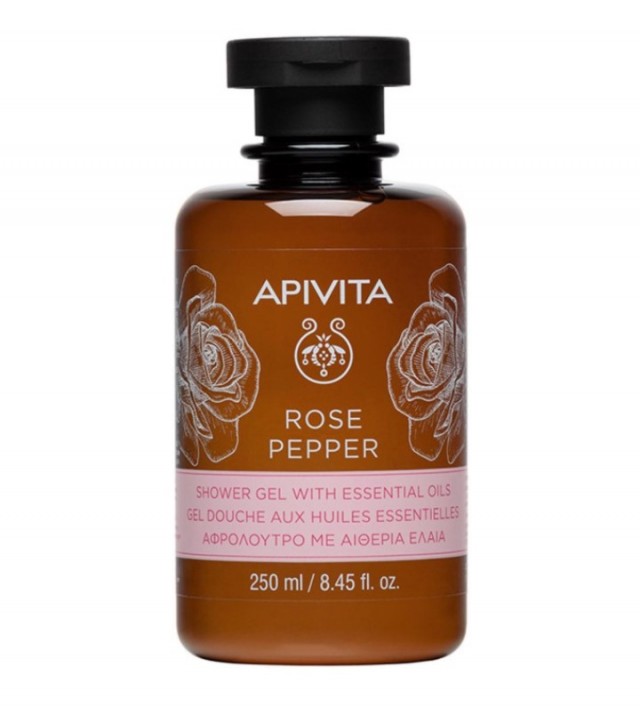 Apivita Shower Gel Rose Pepper With Essential Oils 250 Ml