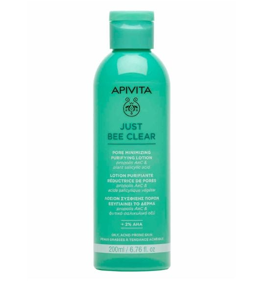 Apivita Just Bee Clear Pore Minimizing Purifying Lotion Λοσιόν Σύσφιξης Πόρων 200 Ml