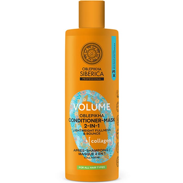 Natura Siberica Oblepikha Volume Conditioner-μάσκα 2 Σε 1 Ενίσχυσης Όγκου Με 3x Ιπποφαές Και Κολλαγόνο 400 Ml