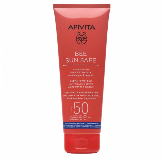 Apivita Bee Sun Safe Hydra Fresh Face & Body Milk Marine Algae & Propolis Spf50 Αντηλιακό Ενυδατικό Γαλάκτωμα Για Πρόσωπο 200 Ml