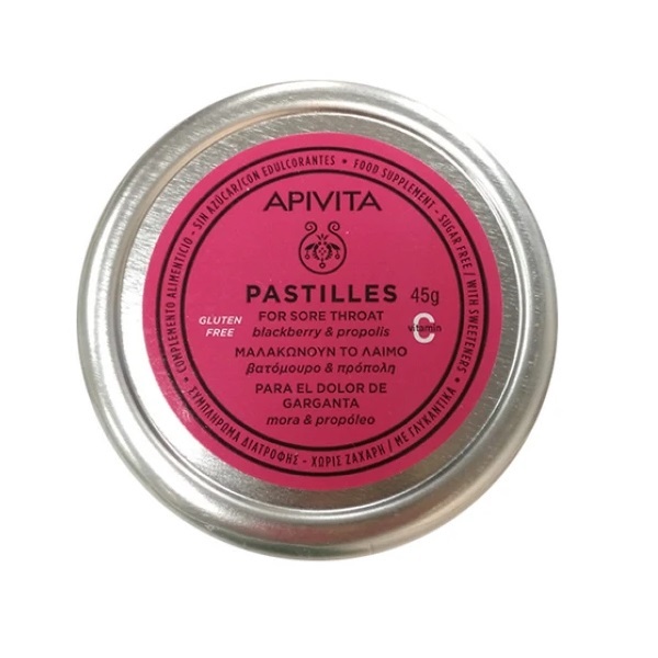 Apivita Pastilles Παστίλιες Για Πονόλαιμο Με Βατόμουρο & Πρόπολη 45 Gr