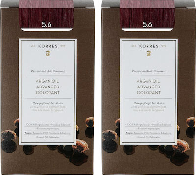 Korres Argan Oil Advanced Colorant X2 5.6 Καστανό Ανοιχτό Κόκκινο