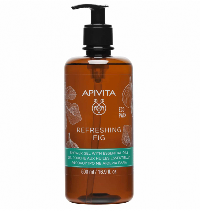 Apivita Refreshing Fig Shower Gel With Essential Oils Eco Pack 500 Ml