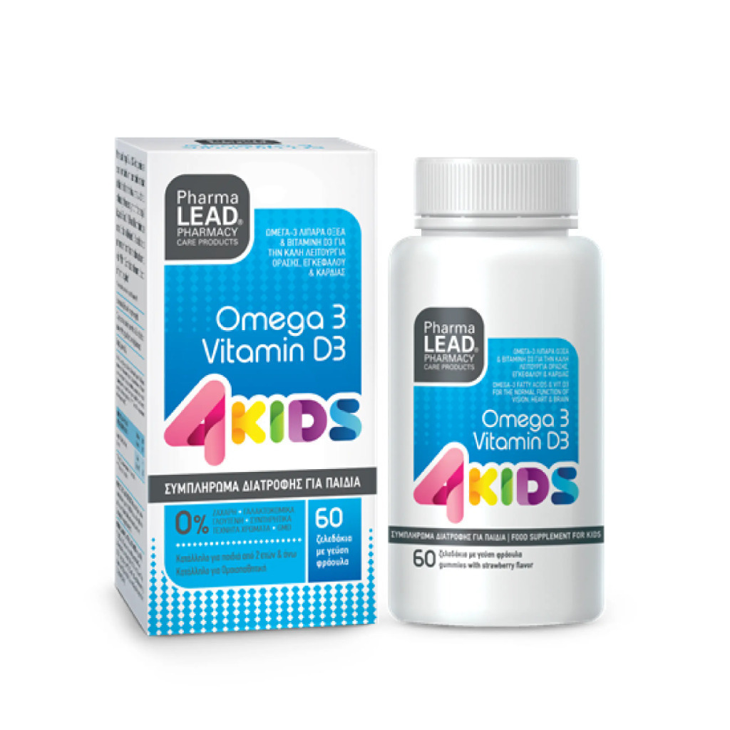 Pharmalead 4 Kids Omega 3 & Vitamin D3 Κατάλληλο Για Παιδιά 60 Ζελεδάκια Φράουλα