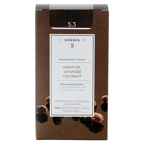 Korres Argan Oil Advanced Colorant 5,3 Καστανό Ανοιχτό Χρυσό Μελί 50ml.