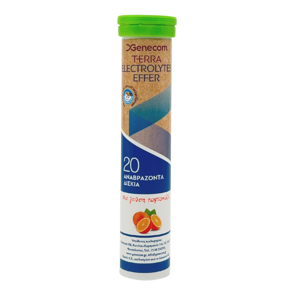Genecom Terra Electrolytes Effer Ηλεκτρολύτες Γεύση Πορτοκάλι 20 Αναβράζοντα Δισκία