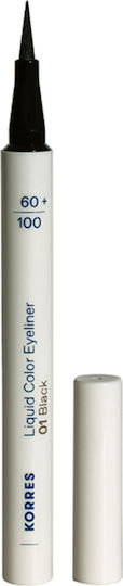 Korres Liquid Color Eyeliner Αδιάβροχο Υγρό Eyeliner 01 Black 1ml