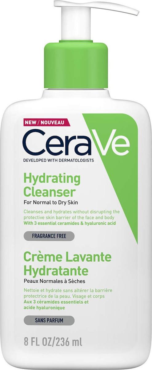 Cerave Hydrating Cleanser Ενυδατική Κρέμα Καθαρισμού Για Κανονική Έως Ξηρή Επιδερμίδα 236 Ml