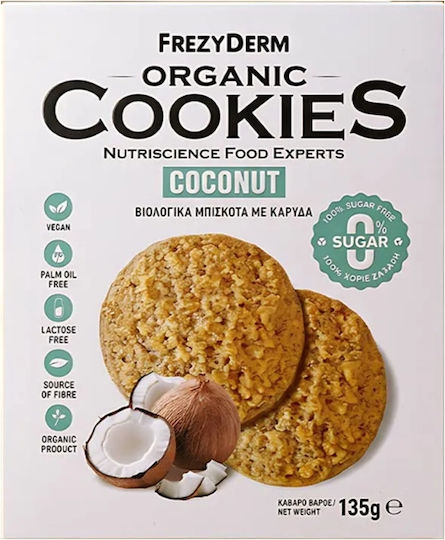 Frezyderm Organic Cookies Coconut 0% Sugar Βιολογικά Μπισκότα Με Κακάο & 0% Ζάχαρη 135 Gr