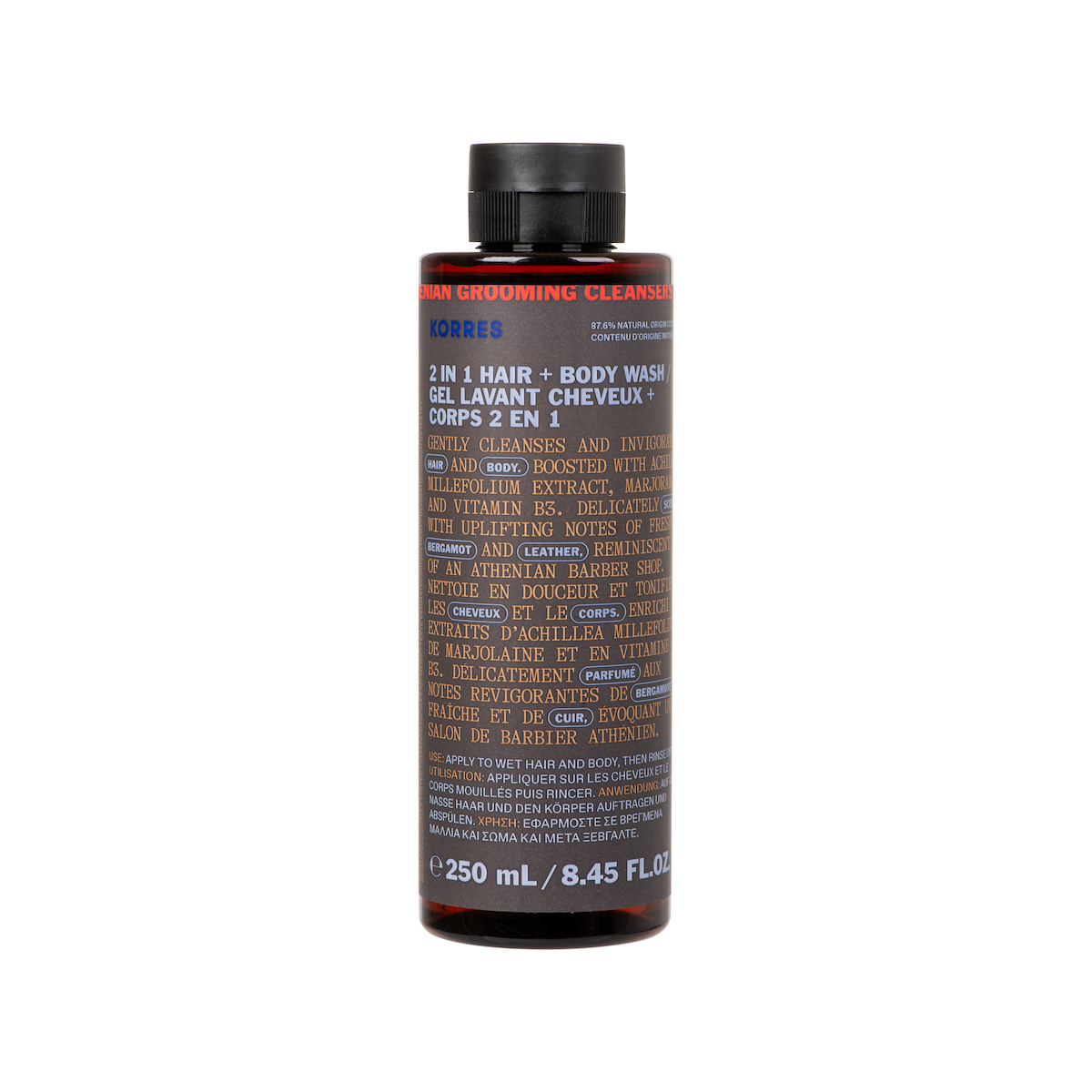 Korres ​athenian Grooming Ανδρικό 2 Σε 1 Σαμπουάν & Αφρόλουτρο 250ml