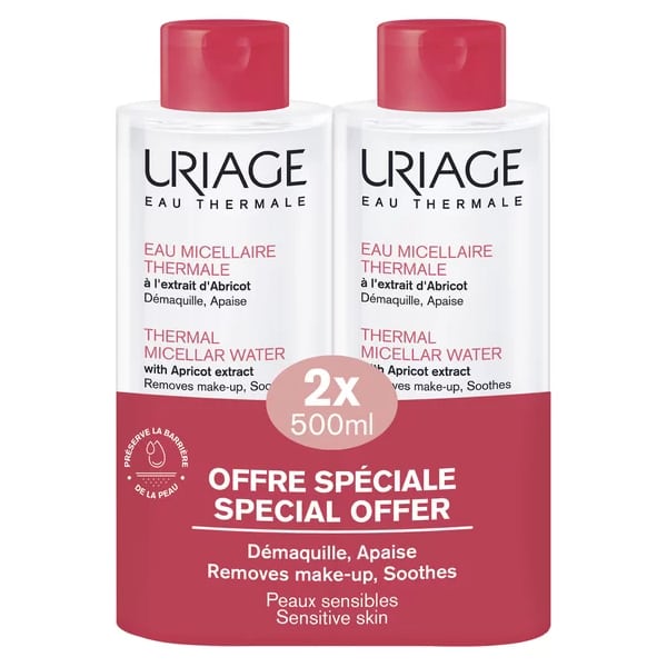 Uriage Thermal Micellar Water Sensitive Skin Νερό Καθαρισμού Προσώπου Για Το Ευαίσθητο Δέρμα 2 X 500 Ml
