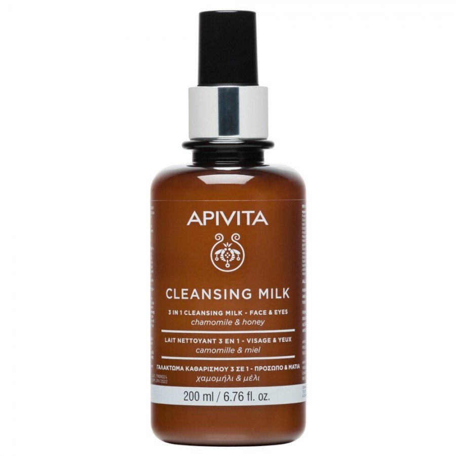 Apivita Cleansing Milk 3 Σε 1 Γαλάκτωμα Για Πρόσωπο & Μάτια Με Χαμομήλι & Μέλι 200 Ml