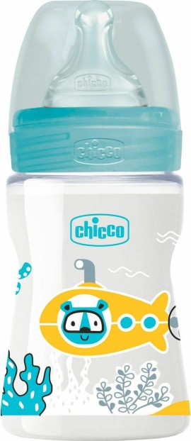 Chicco Μπιμπερό Πλαστικό Well Being Σιέλ 0m+ 150ml