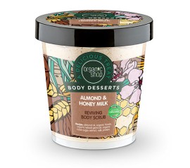 Organic Shop Body Desserts Almond & Honey Milk , Αναζωογονητικό απολεπιστικό σώματος , Αμύγδαλο & Μέλι Γάλα , 450 ml