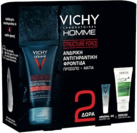 Vichy Promo Homme Structure Force 50ml & Δώρα Mineral 89 Booster 10ml & Antidandruff Dercos Shampoo 50ml