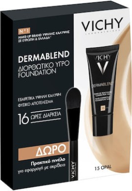 Vichy Dermablend Fluid Corrective Foundation SPF35 15 Opal 30 ml + Δώρο Πρακτικό Πινέλο Μακιγιάζ