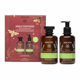 Apivita Jingle Your Mood Tonic Mountain Tea Shower Gel with Essential Oils 250 ml & Body Milk 200 ml