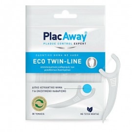 Plac Away Eco Twin-Line Flosser Οδοντικό Νήμα με Λαβή 30 τεμάχια
