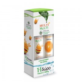Power of Nature Multi + Multi Stevia 24 eff tabs & Δώρο Vitamin C 500 mg 20 eff tabs