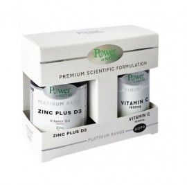 Power of Nature Platinum Range Zinc Plus D3 15 mg / 2000 IU 30 veg.caps & Δώρο Vitamin C 1000 mg 20 tabs