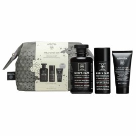 Apivita Treats For Him Mens Care Hair & Body Wash 250 ml + Face & Eye Cream 50 ml + Black Detox Cleansing Jelly 50 ml