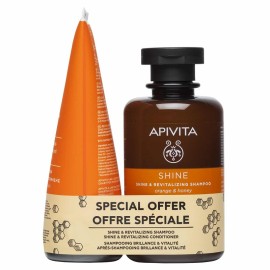 Apivita Shine & Revitalizing Shampoo 250 ml + Conditioner 150 ml Πακέτο με Σαμπουάν και Μαλακτικό με Πορτοκάλι & Μέλι