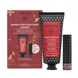 Apivita Wanna Kiss Your Hand Jasmine Hand Cream Ενυδατική Κρέμα Χεριών 50 ml + Lip Care Black Currant Φραγκοστάφυλο 4.4 g