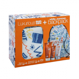 Intermed Luxurious White Summer Backpack + Face Cream SPF50 75 ml + Sunscreen Body Cream SPF30 200 ml + After Sun Cooling Gel 150 ml