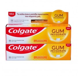 Colgate Promo Gum Invigorate Detox Φθοριούχος Οδοντόκρεμα για Καθημερινή Στοματική Υγιεινή 2x75 ml 1+1 Δώρο