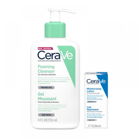 CeraVe Foaming Cleanser Καθαριστικό Gel Για Κανονικές Και Λιπαρές Επιδερμίδες 236 ml + Δώρο CeraVe Moisturizing Lotion 20 ml