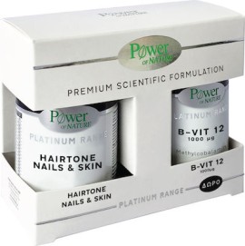 Power of Nature Platinum Range Hairtone Nails & Skin 30 κάψουλες & Δώρο Platinum Range Vitamin B-12 1000 mcg 20 δισκία