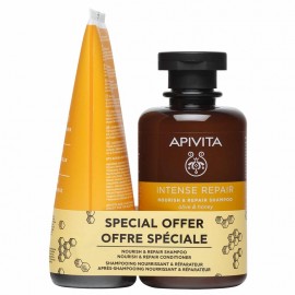 Apivita Nourish & Repair Shampoo 250 ml + Nourish & Repair Conditioner 150 ml Πακέτο με Σαμπουάν και Μαλακτικό με Ελιά & Μέλι