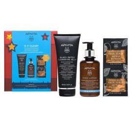 Apivita Promo Is It Clear? Black Detox Cleansing Jelly 150 ml & Cleansing Tonic Lotion 200 ml & Express Beauty Face Scrub Apricot 2 x 8 ml