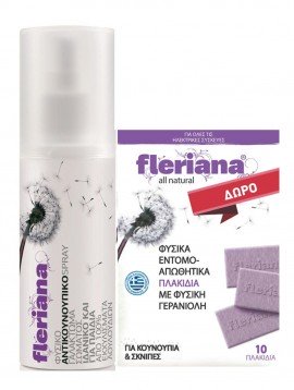Fleriana Αντικουνουπικό Γαλάκτωμα Spray 100 ml & Δώρο 10 Εντομοαπωθητικά Πλακίδια