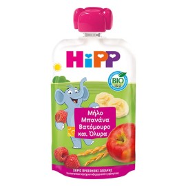 Hipp Hippis Βιολογικός Φρουτοπολτός με Μήλο, Μπανάνα, Βατόμουρα & Δ...