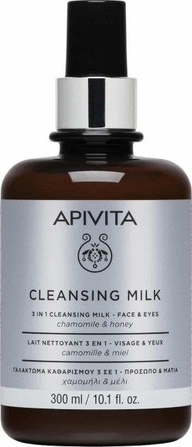 Apivita Cleansing Milk 3 in 1 Face - Eyes chamomile & honey 300 ml