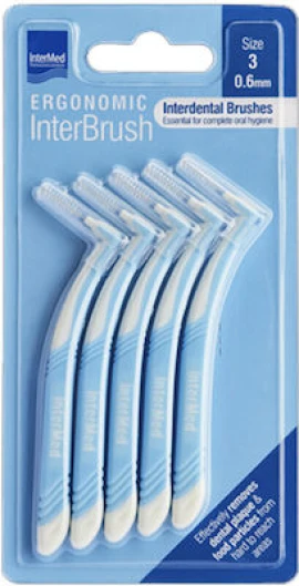 Ιntermed Ergonomic InterBrush Size 3 Μεσοδόντια Βουρτσάκια Γαλάζια 5τμχ.