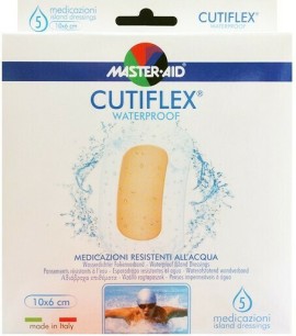 Master Aid Cutiflex 10x6 Αδιάβροχη Γάζα 5τεμ. Αυτοκόλλητες, αδιάβροχες γάζες επιτρέπουν το σωστό αερισμό του τραύματος.