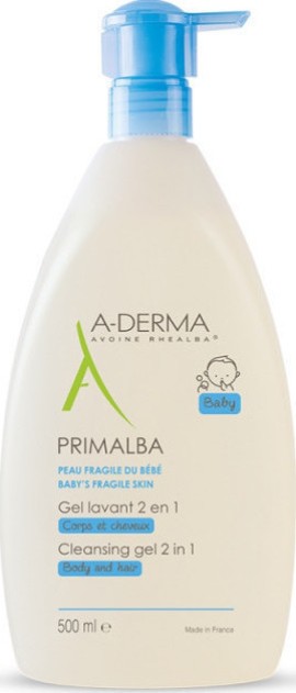 A-Derma Primalba Bebe Gel Lavant Douceur Shower Gel & Shampoo for Sensitive Baby Skin 500 ml