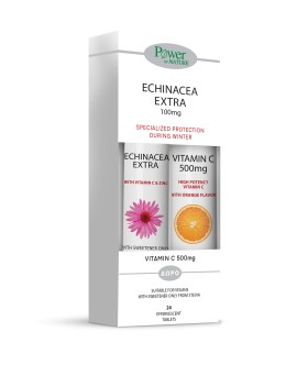 Power of Nature Echinacea Extra Stevia 24 eff tabs & Gift Vitamin C 500 mg 20 eff tabs